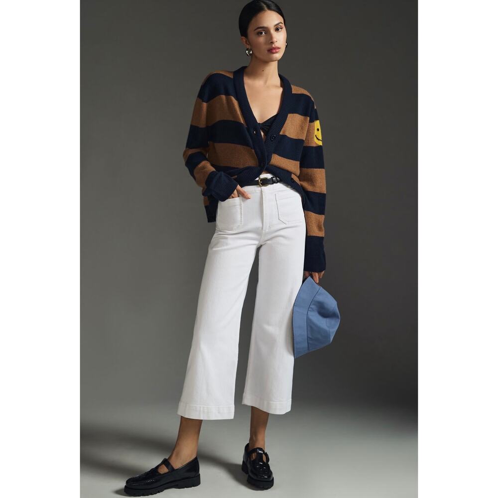 Pilcro Anthropologie The Skipper White Wide Leg Cropped Jeans Size 31 - Picture 2 of 15